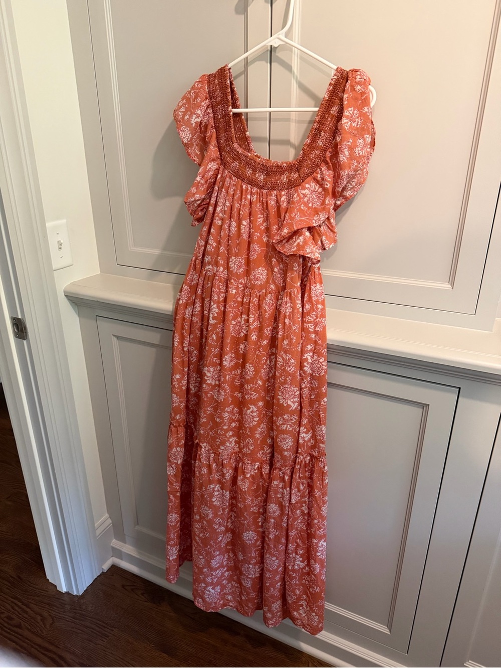 Free People Floral Maxi Dress with Smocked Bodice
